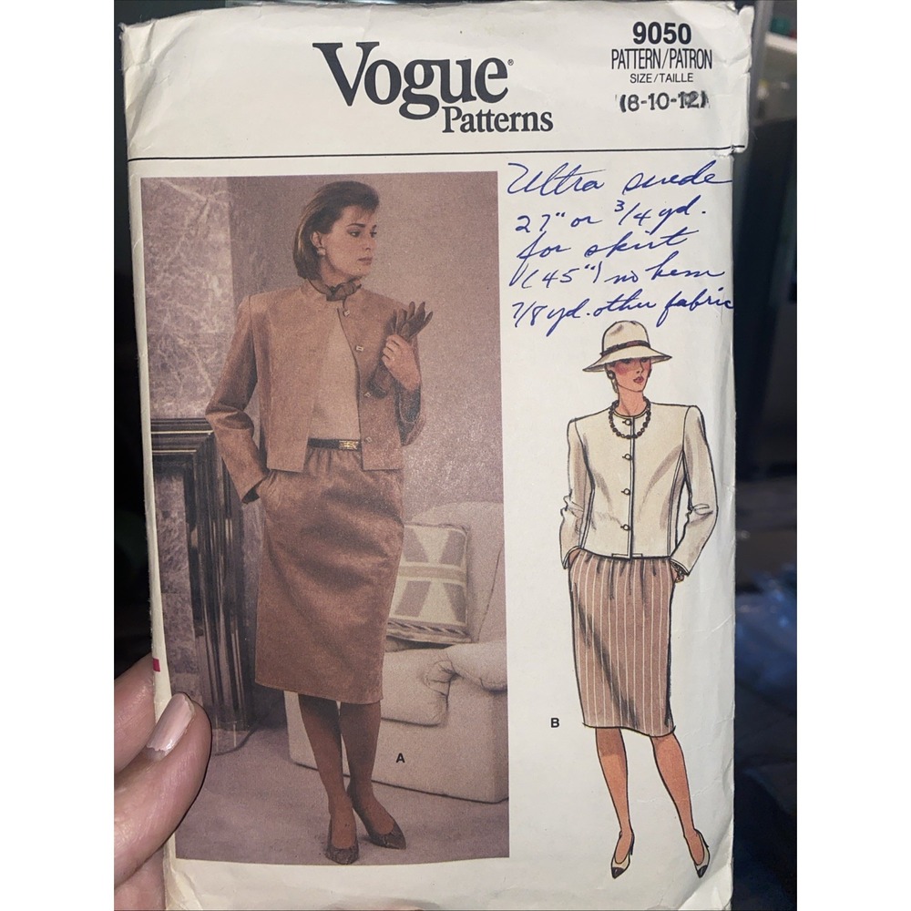 Vogue 9050 Misses Jacket Skirt Sewing Pattern Size 8-10-12 Vintage 80s 90s Cut
